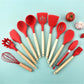 Utensílios De Cozinha 12 pç Madeira e Silicone